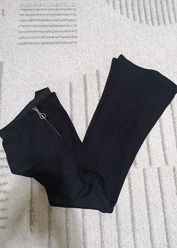 Fermuarlı Siyah likralı Kadın Pantolon