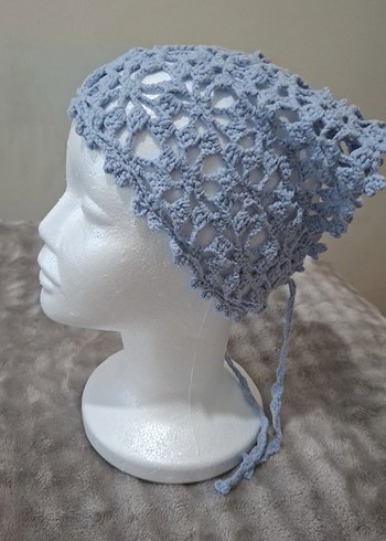 Zara Acik Mavi Dantel Orgu Bandana