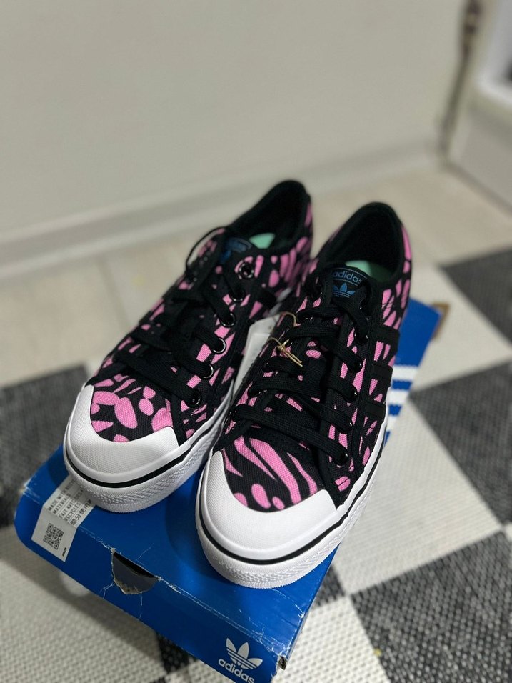 Adidas NİZZA Patform Pembe Zebra Desenli Kadın Spor Ayakkabı - Görsel 2