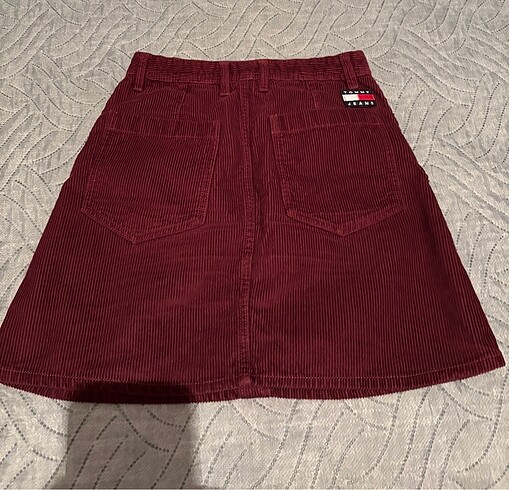 xs Beden bordo Renk Tommy Hilfiger Bordo Kadife Etek xs Beden