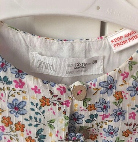 12-18 Ay Beden Zara kız bebek çiçekli yazlık elbise