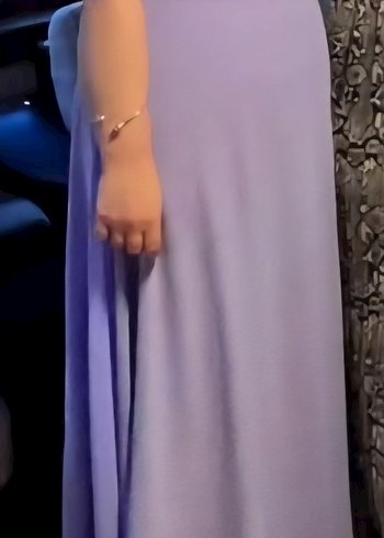 Abiye Lila Drapeli Uzun Straplez Abiye Elbise