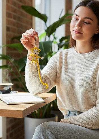 Eğlenceli ve Eklemli Maymun Anahtarlık (4 adet ) - Görsel 5