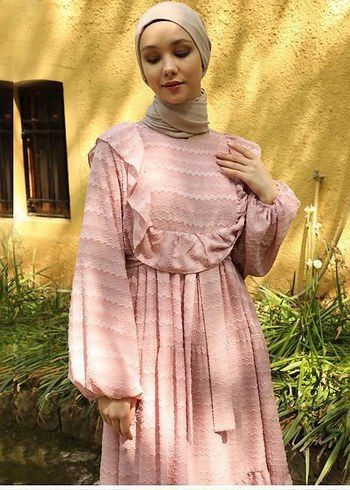 ZULAYS Marka pembe tesettür elbise