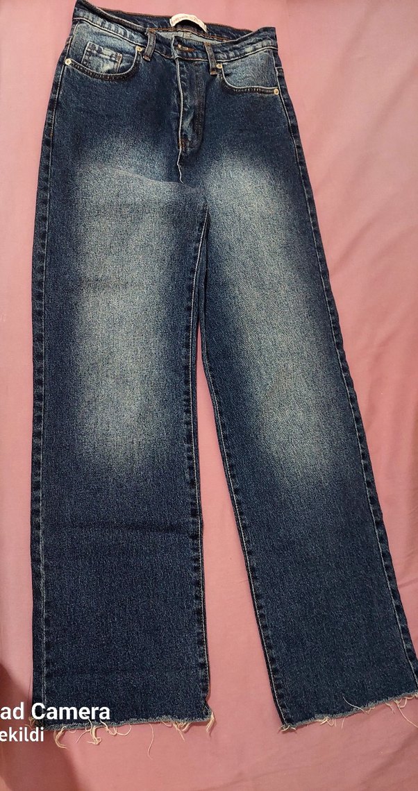 Mavi Bol Kesim Kadın Kot Pantolon - Görsel 2