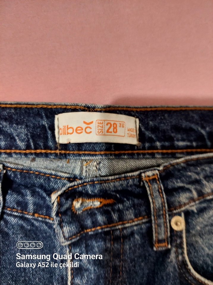 Mavi Bol Kesim Kadın Kot Pantolon - Görsel 4