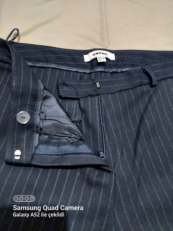 Çizgili Siyah Kadın Kumaş Pantolon - Görsel 4