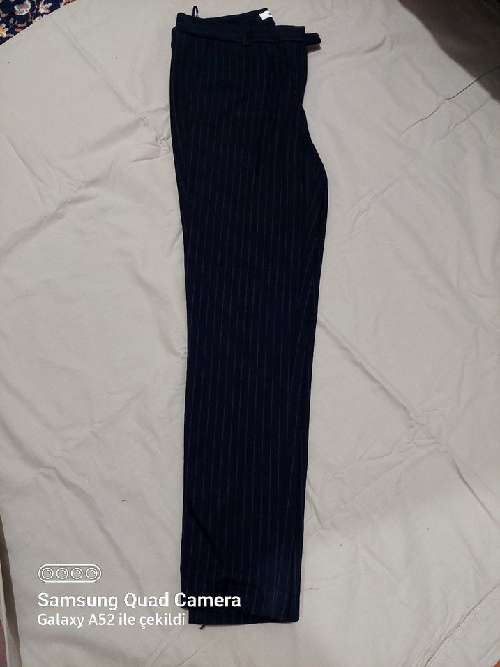 Çizgili Siyah Kadın Kumaş Pantolon - Görsel 2