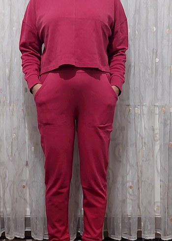 Kırmızı Kadın Basic Uzun Kollu Sweatshirt - Görsel 6