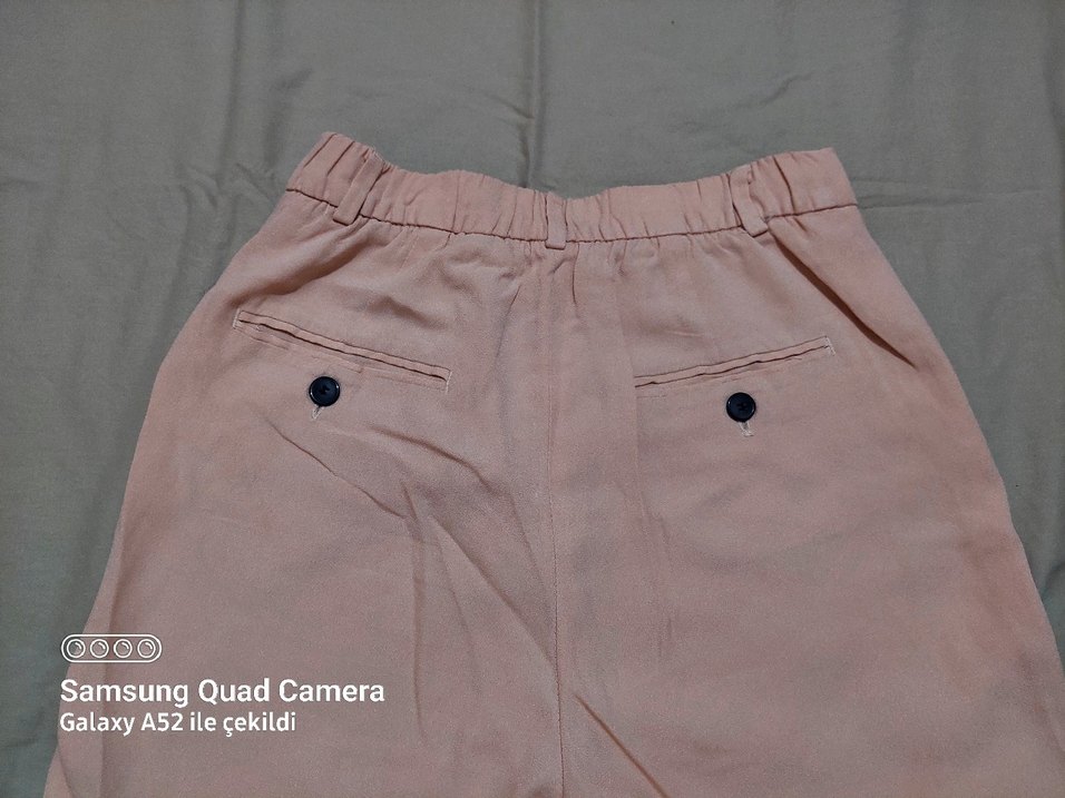 Kadın Bej Midi Salaş Kumaş Pantolon - Görsel 3