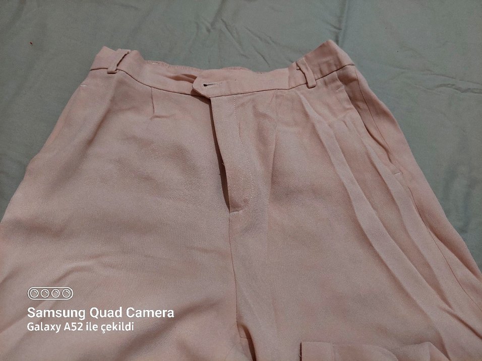 Kadın Bej Midi Salaş Kumaş Pantolon - Görsel 4