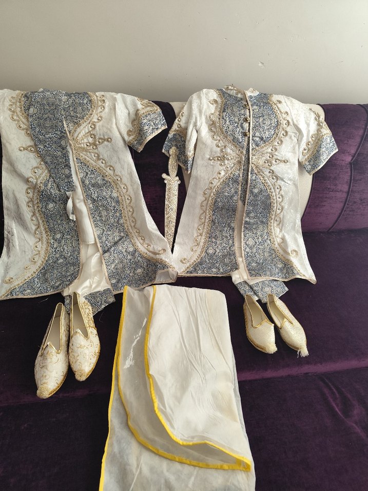 2 adet Nakışlı Beyaz Gri şehzade sitili sunnetlikler iki adet - Görsel 3