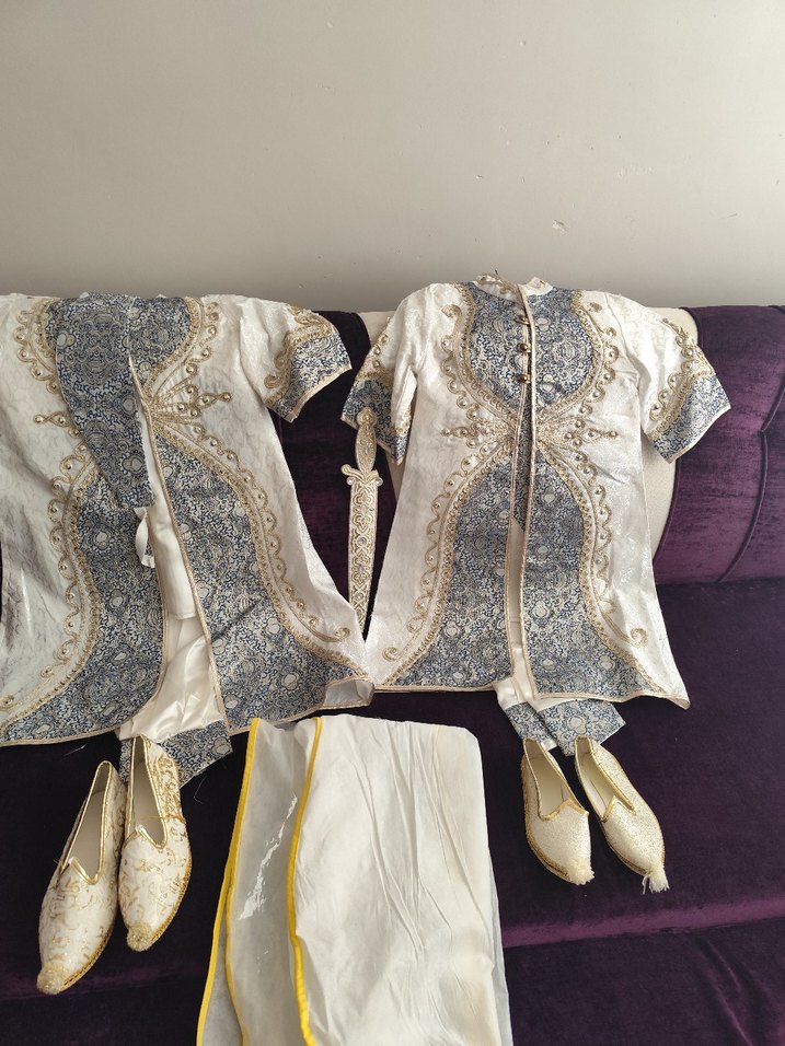 2 adet Nakışlı Beyaz Gri şehzade sitili sunnetlikler iki adet - Görsel 4