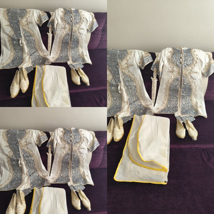 2 adet Nakışlı Beyaz Gri şehzade sitili sunnetlikler iki adet - Görsel 2