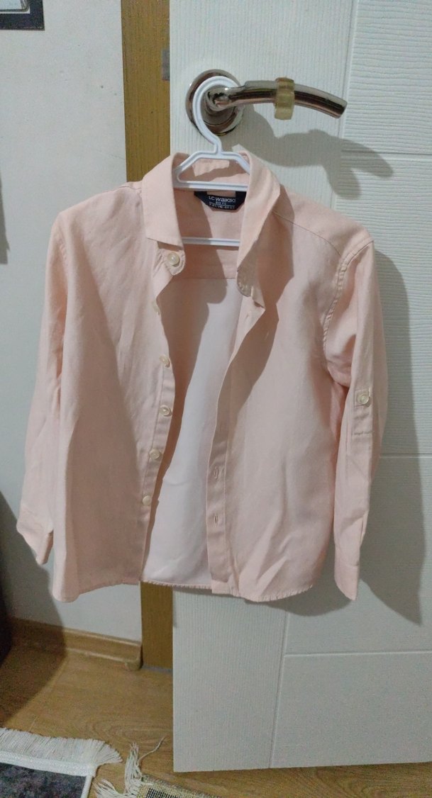 Kız Çocuk Pembe Pamuklu Uzun Kollu Gömlek - Görsel 3