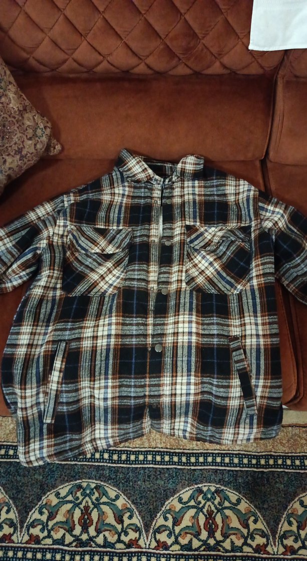 Düğmeli Erkek Gömlek Ceket , Rahat Kesim, Uzun Kollu - Görsel 2