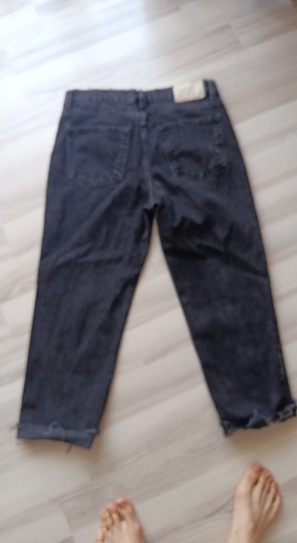 Siyah Bol Kalıp Kot Pantolon Zara - Görsel 5