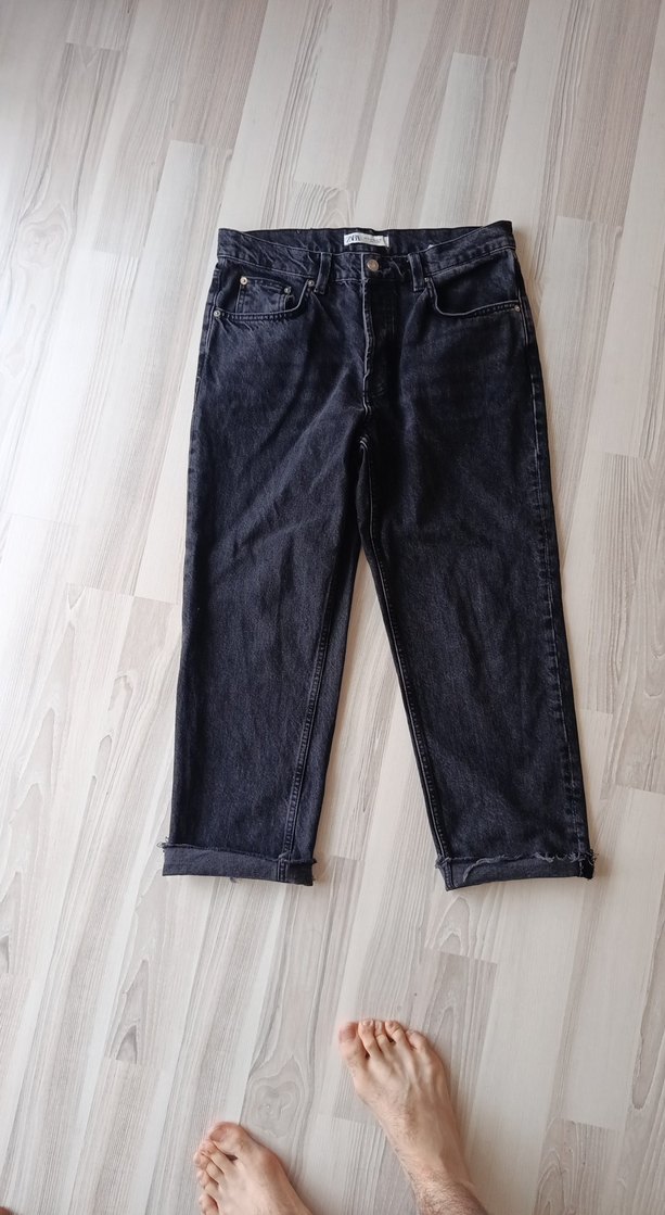 Siyah Bol Kalıp Kot Pantolon Zara - Görsel 2