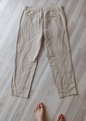 Bej Keten Kadın Kumaş Pantolon Zara - Görsel 3