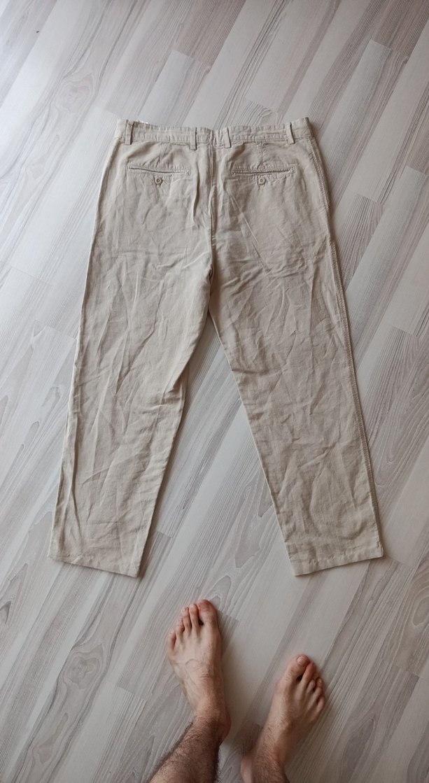 Bej Keten Kadın Kumaş Pantolon Zara - Görsel 3