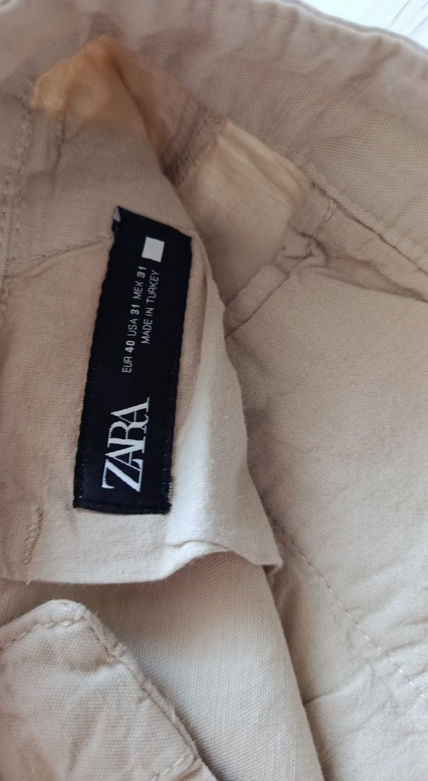 Bej Keten Kadın Kumaş Pantolon Zara - Görsel 2