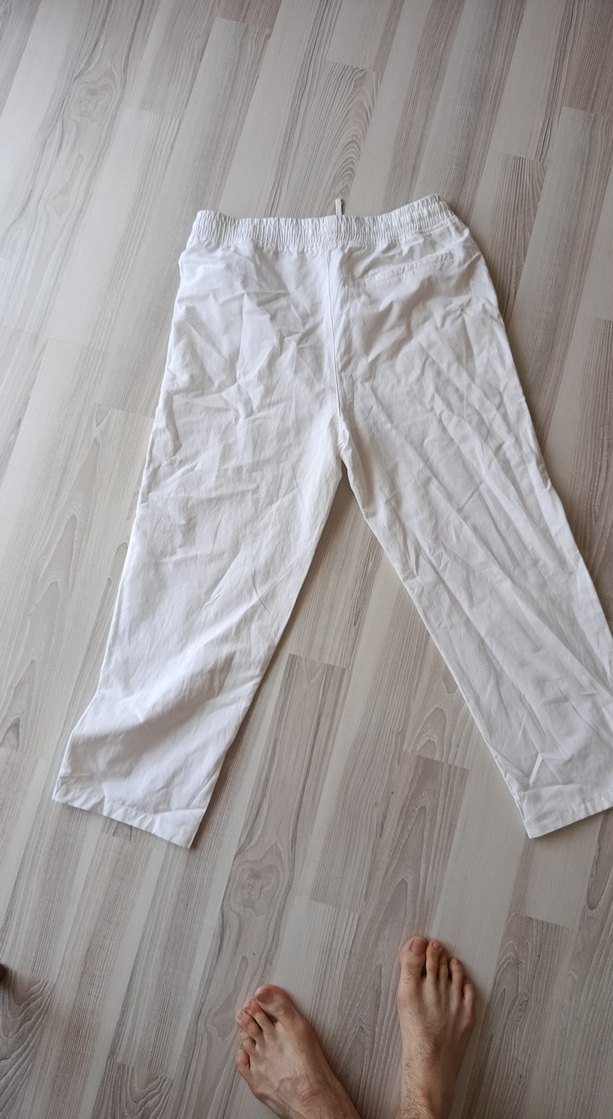 Beyaz Keten Salaş Erkek Pantolon Zara - Görsel 2