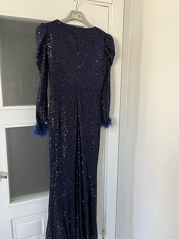 Pul payetli lacivert abiye - Görsel 3