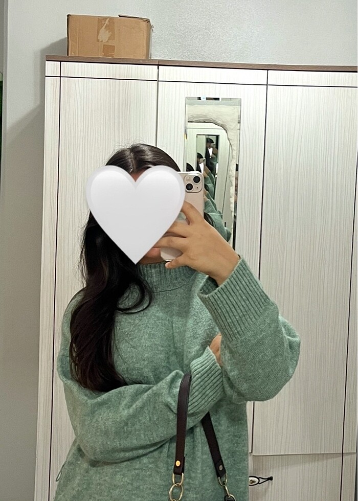 Yeşil Triko kuşaklı elbise - Görsel 2