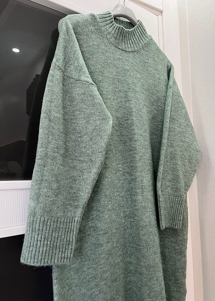 Yeşil Triko kuşaklı elbise - Görsel 3