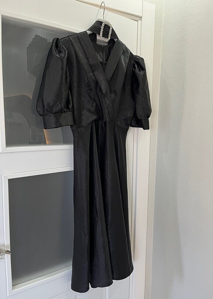 Midi boy saten elbise - Görsel 2