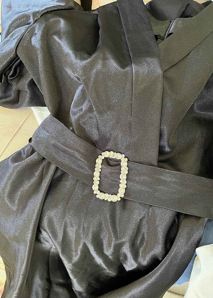 Midi boy saten elbise - Görsel 3