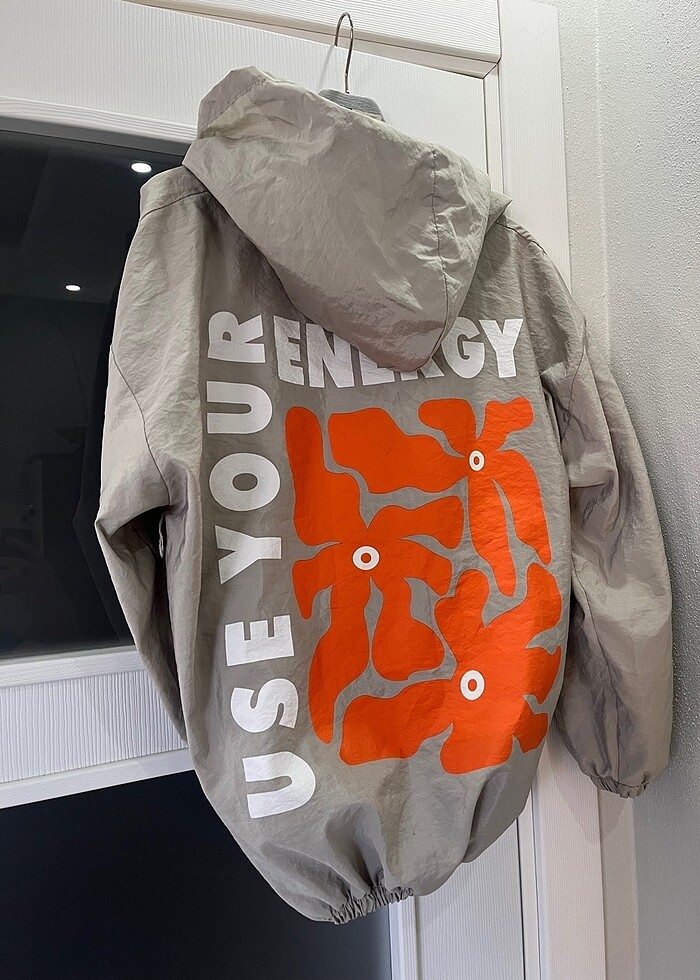 Paraşüt kumaş kapşönlü hırka - Görsel 2