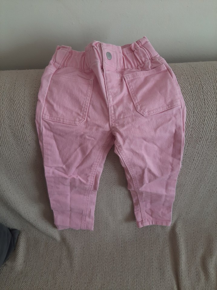 Düğmeli Pembe Kız Çocuk Pantolon - Görsel 3