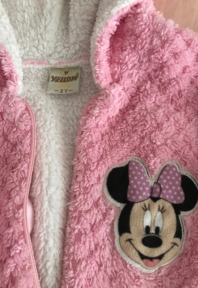 Kız Çocuk Pembe Kapüşonlu Peluş Ceket - Görsel 2