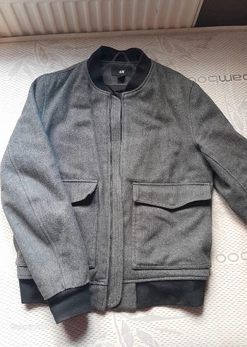 H&M Gri Kadın Yün Fermuarlı Ceket - Görsel 2