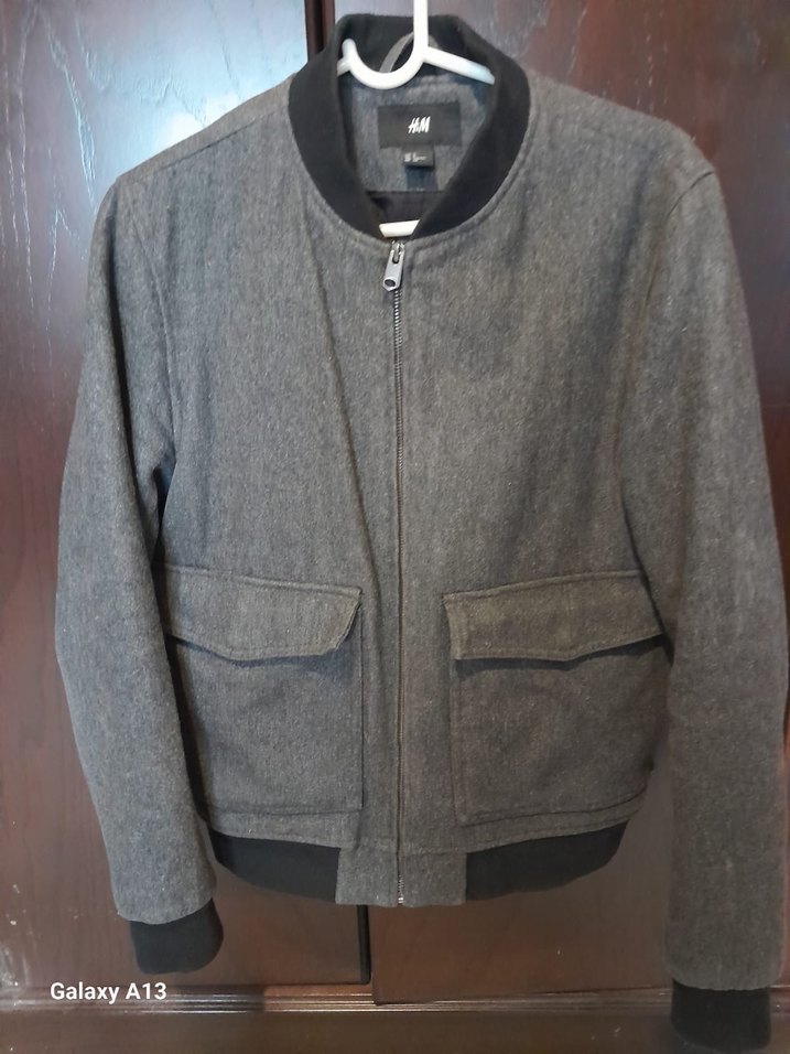 H&M Gri Kadın Yün Fermuarlı Ceket - Görsel 3