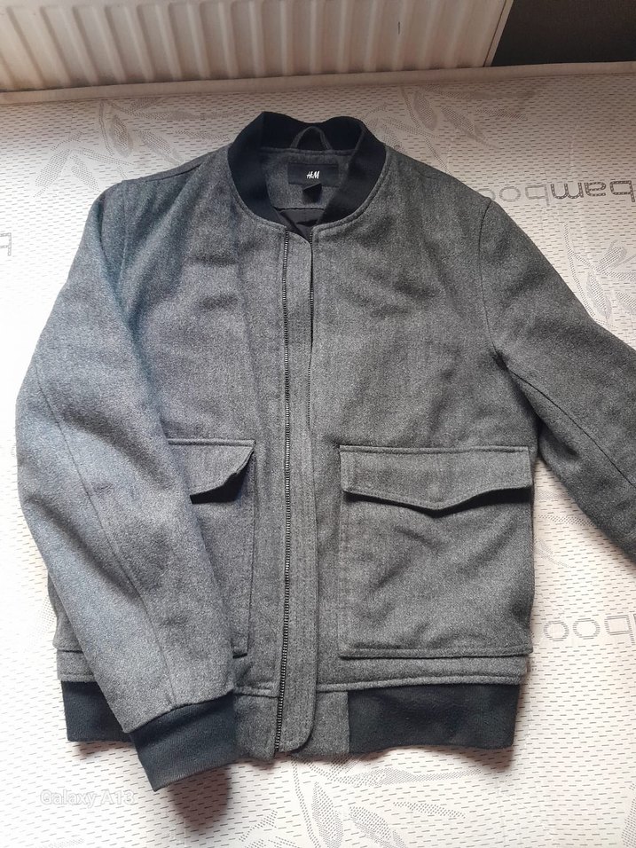 H&M Gri Kadın Yün Fermuarlı Ceket - Görsel 2