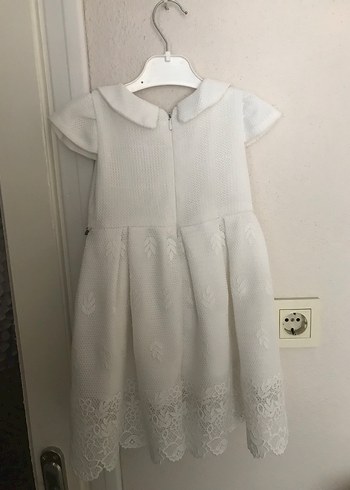 Kız Çocuk Beyaz Dantelli Kısa Kollu Elbise - Görsel 2