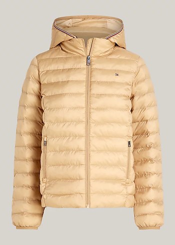 Tommy Hilfiger Bej Kapüşonlu Kadın Kışlık Mont
