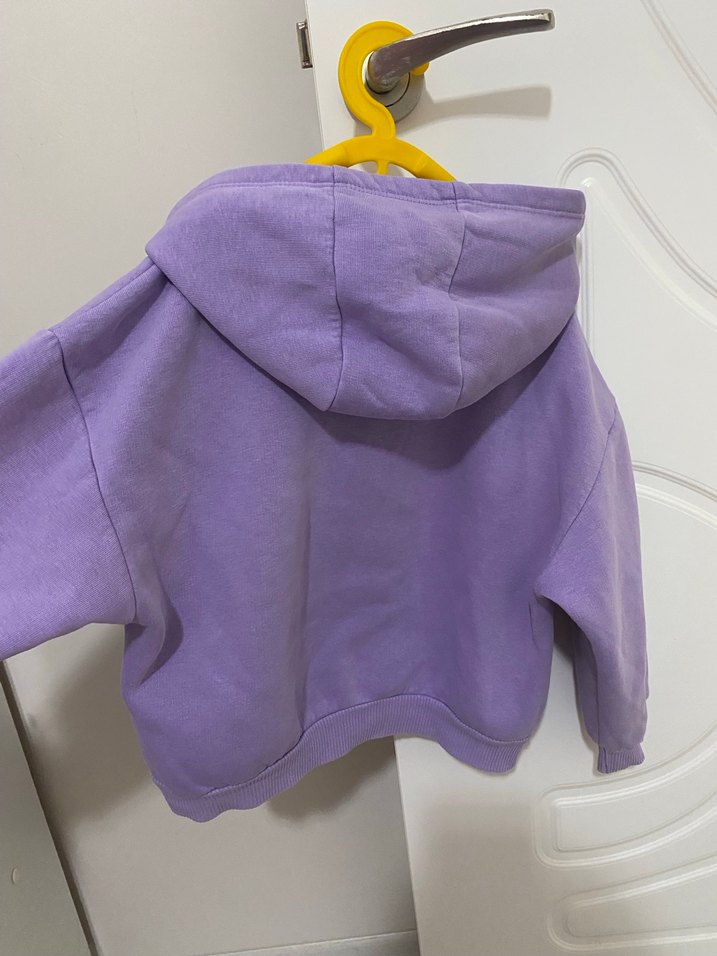 Kız Çocuk Mor pullu Kapüşonlu Sweatshirt - Görsel 3