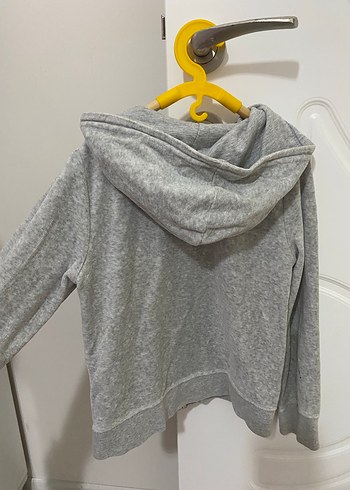 Kız Çocuk Gri Kapüşonlu Fermuarlı Sweatshirt - Görsel 3