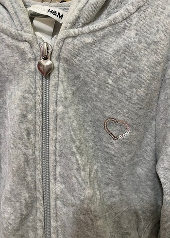 Kız Çocuk Gri Kapüşonlu Fermuarlı Sweatshirt - Görsel 2