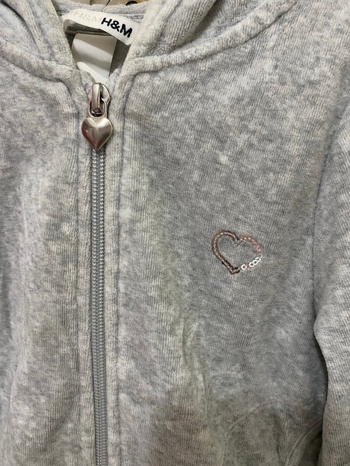 Kız Çocuk Gri Kapüşonlu Fermuarlı Sweatshirt - Görsel 2