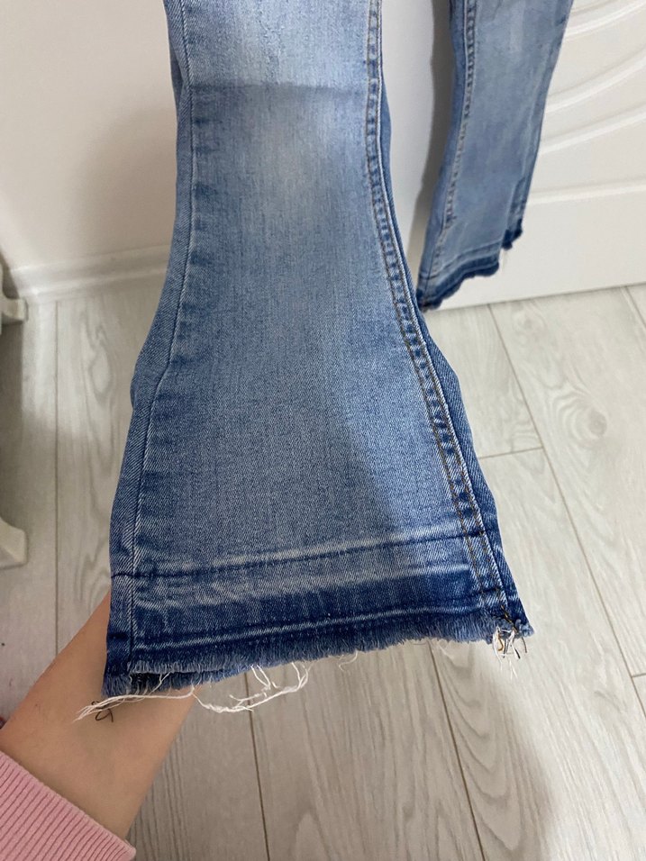 Gri Tonlu Mavi kız çocuk jean Pantolon - Görsel 4