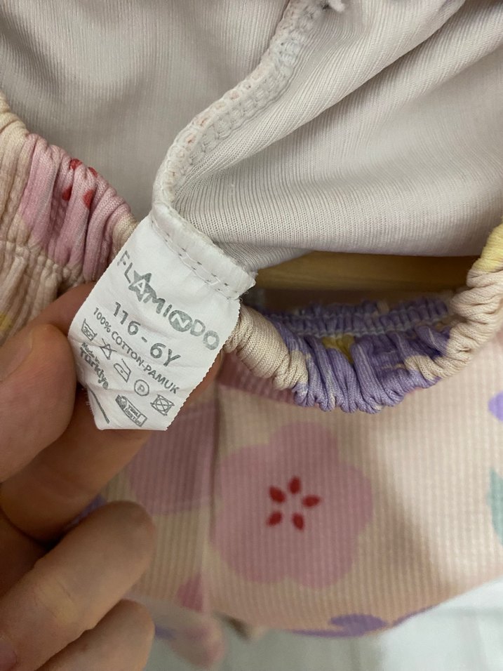 Bej Çiçek Desenli Kız Tayt - Görsel 2