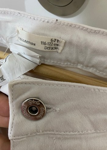 Düğmeli Beyaz kız çocuk Kot Pantolon - Görsel 2