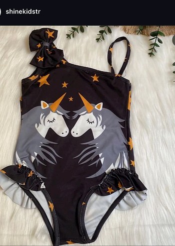 Kız Çocuk Unicorn Desenli Askılı Mayo