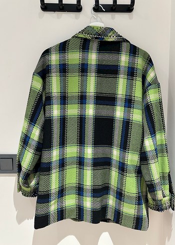Yeşil Ekose Düğmeli Kadın Ceket - Görsel 3