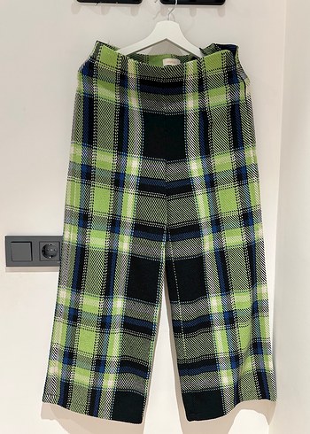 Kadın Yeşil Ekose Kumaş Pantolon - Görsel 2