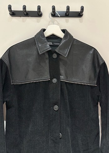 Düğmeli Siyah Deri Kadın Ceket - Görsel 2